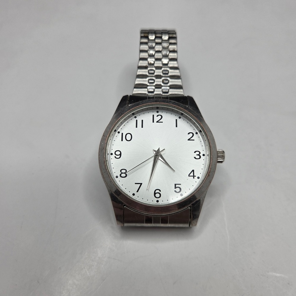 FMD Mens Watch Silver Tone Analog White Dial Japan Movt FMDWS114 Stainless Steel